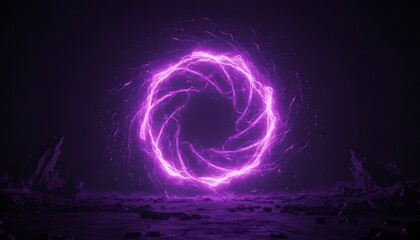 Abstract Purple and Pink Swirling Energy Ring Portal