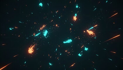 Abstract Sparks and Fragments Light Trails Background