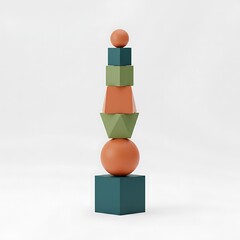 Abstract Stacked Geometric Shapes for Balance and Stability