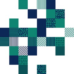 Abstract Teal and Green Geometric Checkered Pattern