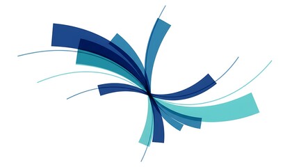 Abstract Swirl of Blue and Cyan Curved Ribbons