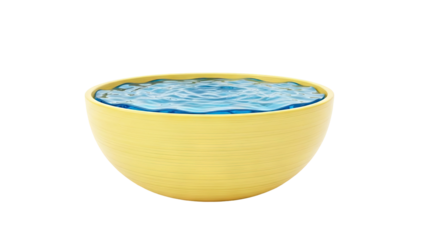 Yellow bowl with rippling blue water