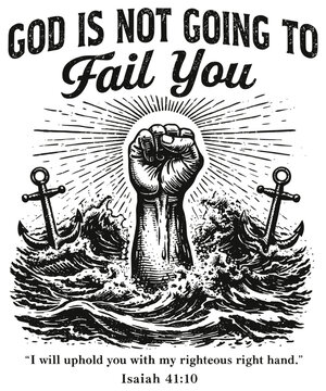 God Never Fails Christian SVG, Isaiah 41:10 Christian Design, Fear Not PNG, Salvation T Shirt Design, Hand of God PNG
SVG