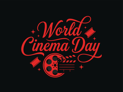 World Cinema Day Celebration with Film Reel and Clapperboard.