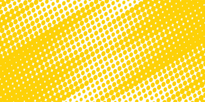 Yellow halftone corner gradient texture. Fading cartoon polka dot background. Dotted tilted gradation pattern. Fading comic pop art overlay backdrop. Vector slant frame halfton patern effect wallpaper