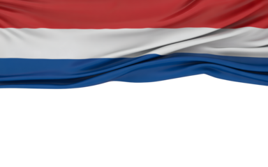 Netherlands flag waving gracefully with transparent background ideal for overlay graphics and designs, perfect for patriotic projects