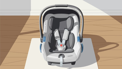 Vector flat Empty baby car seat on the floor in the house