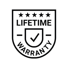 lifetime warranty sticker. guarantee sign and symbol.