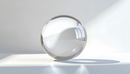 a shiny, reflective sphere on a surface with soft lighting