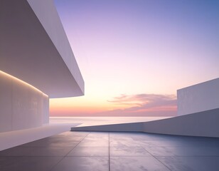 Obraz premium a stunning sunset over the ocean from an outdoor balcony