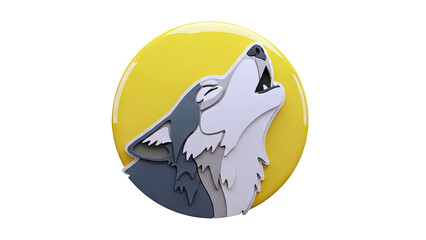 Stylized Wolf Howling at Yellow Moon