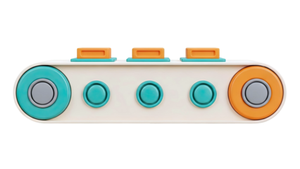 Toy conveyor belt with buttons and wheels