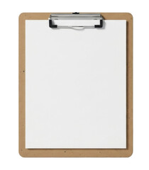 Clipboard with Blank Paper Isolated on Transparent Background