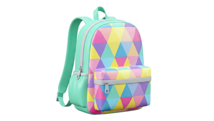 Teal Backpack with Geometric Pattern