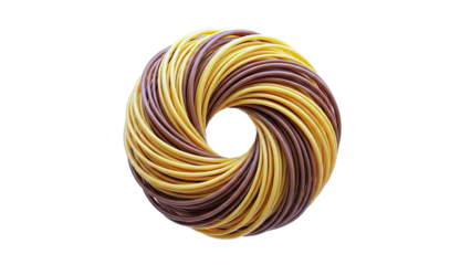Torus made of twisted brown and yellow wires