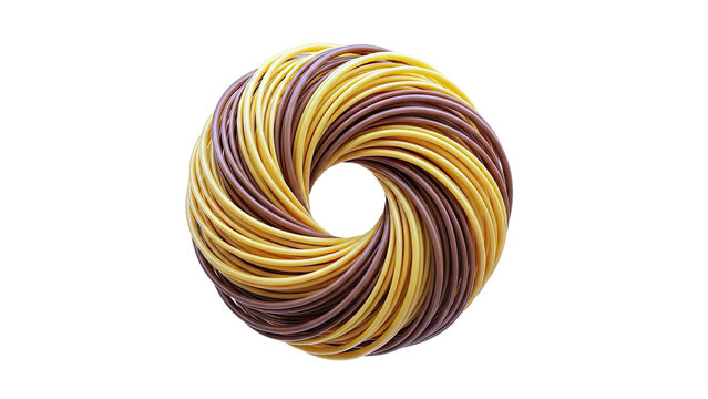 Torus made of twisted brown and yellow wires - Powered by Adobe