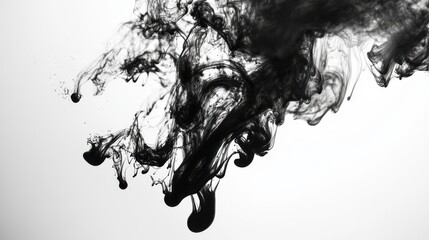 Obraz premium Abstract Black Ink Swirls on White Background for Creative Designs