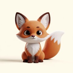 Obraz premium Adorable digitally rendered small canine creature sits against a plain pale background