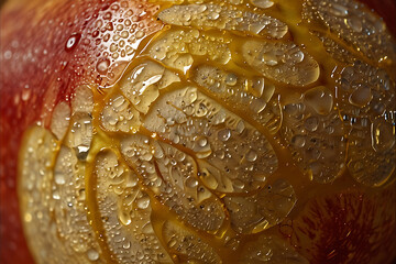 Abstract Background of apple skin texture with natural gloss, fresh daylight lighting, macro photography