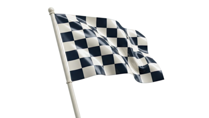 Waving Checkered Flag on Pole