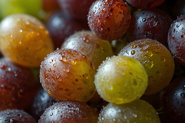 Grape skin texture with natural bloom, glossy fresh surface, bright studio lighting