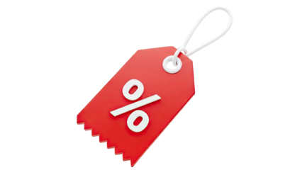 Red discount tag with percent symbol