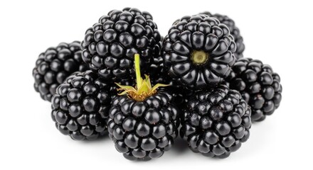 Fresh blackberries on white background for healthy snacking