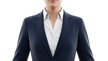 Woman in Navy Blue Blazer and White Blouse