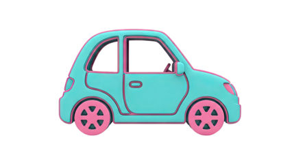 Turquoise and Pink Cartoon Car