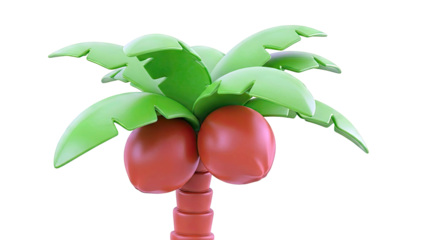 Stylized 3D Palm Tree with Coconuts