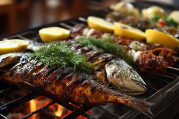 Chef Prepared Pezzogna Fish Grilled Over Fire