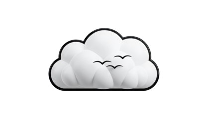 Stylized Cloud with Silhouetted Birds