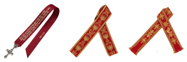 Religious scripture bookmark ribbon for marking holy texts, devotional readings, and faith-based study isolated on white background