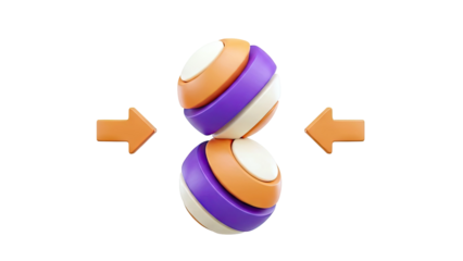 Two layered spheres and two opposing arrows