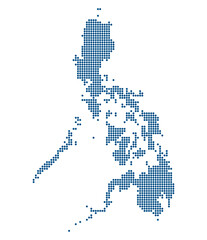 Philippines Blue Dotted Vector Map with Transparent Background. Map of Philippines dotted style.
