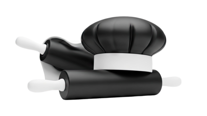 Chef's Hat and Rolling Pins 3D Illustration