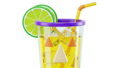 3D Rendered Halloween Drink with Lime and Ice