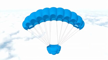 Blue Parachute Gliding Above Clouds Safe Delivery Animation