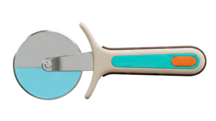 Modern Pizza Cutter with Blue and Orange Accents