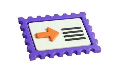 3D Stamp Icon with Arrow and Lines