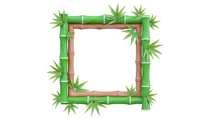 Bamboo Square Frame with Green Leaves