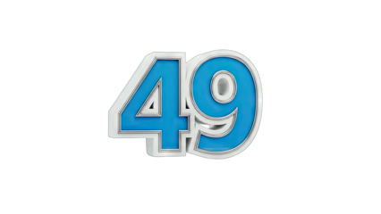 3D Number 49 3D Render on transparent background
