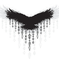 Obraz premium Black grunge ink blots raven