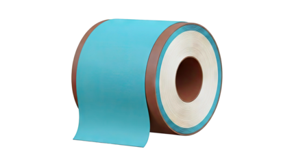 Roll of blue and brown material, industrial concept