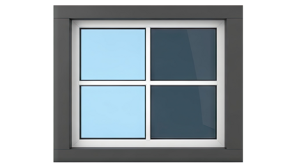 Modern Four-Panel Window with Contrasting Glass
