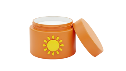 Orange Sunscreen Jar with Sun Icon