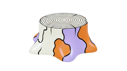 Stylized Tree Stump with Abstract Colorful Design