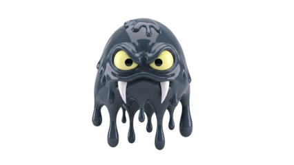 Cartoon Goo Monster with Fangs and Yellow Eyes