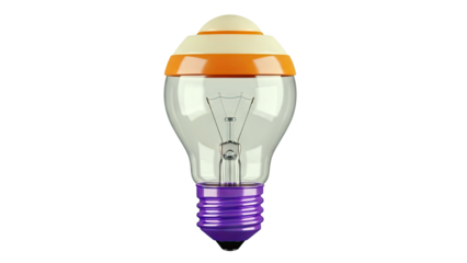 Incandescent light bulb with colorful cap and base