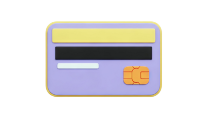Modern 3D Credit Card Icon with Chip